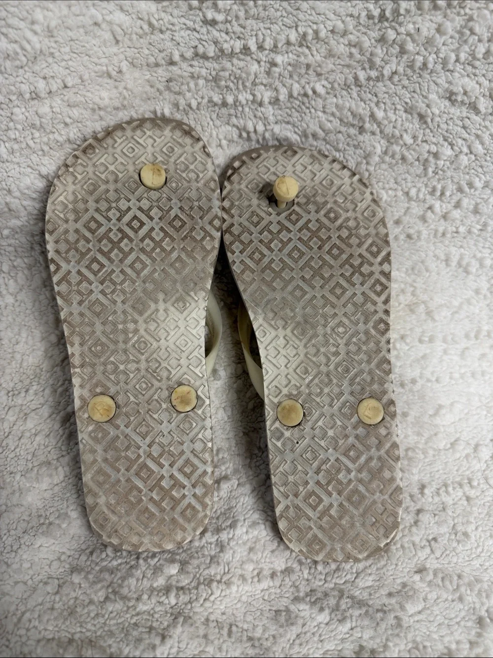 Tory Burch Cream Strap Paisley Print Flip Flops